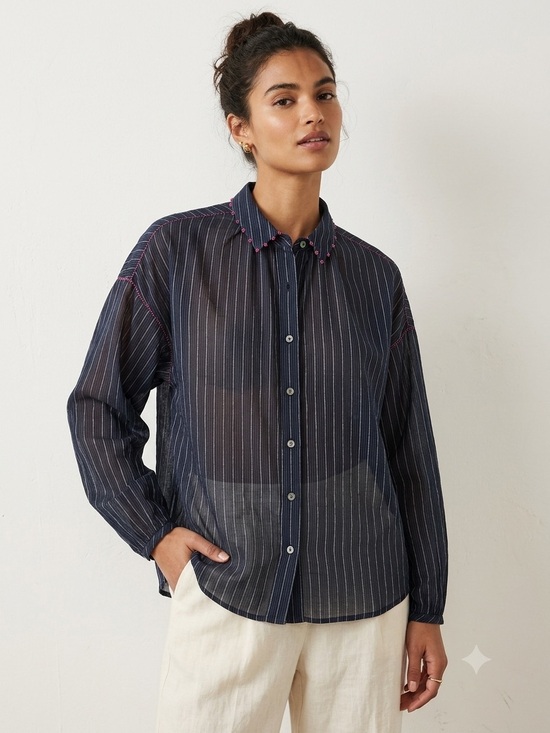 Velvet by Graham & Spencer Other - Navy Pinstripe Button-Down Shirt